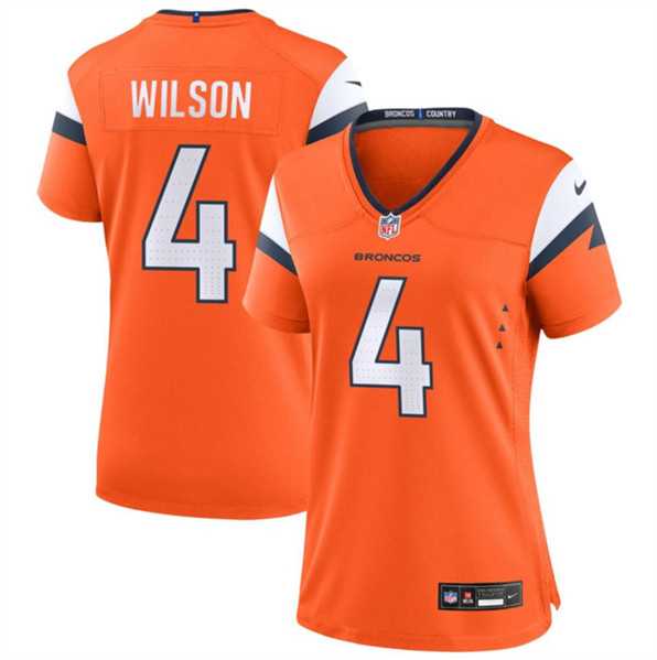 Women%27s Denver Broncos #4 Zach Wilson Orange 2024 Stitched Jersey Dzhi